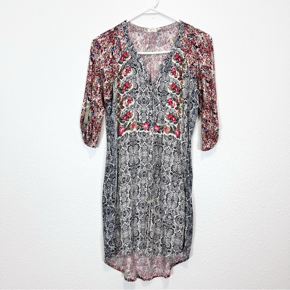 Tiny By Anthropologie Perenne Mixed Floral Print Shirt Dress Tunic Size Small - Picture 1 of 6
